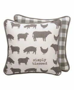 Primitives by Kathy | Gray 'Simply Blessed' Sheep Linen-Blend Throw Pillow