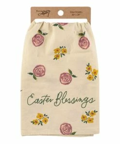 Primitives by Kathy | Pink 'Easter Blessings' Floral Dish Towel