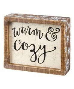 Primitives by Kathy | Off-White & Brown 'Warm & Cozy' Snowflake-Frame Box Sign