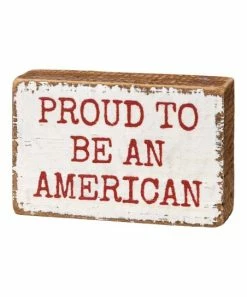 Primitives by Kathy | Cream & Red Distressed 'Proud to Be an American' Block Sign