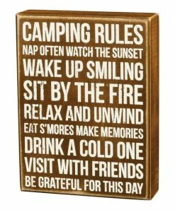 Primitives by Kathy | Brown & White 'Camping Rules' Box Sign