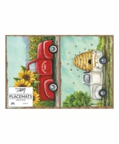 Primitives by Kathy | Blue & Red Trucks Disposable Place Mat - Set of 24