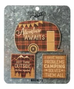 Primitives by Kathy | Brown 'Adventure Awaits' Magnet - Set of Three