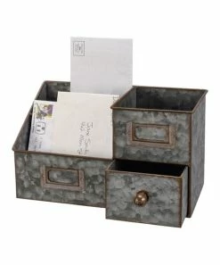 Primitives by Kathy | Galvanized Metal One-Drawer Desk Organizer