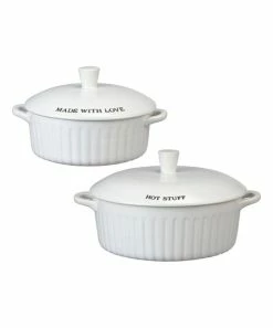 Primitives by Kathy | White 'Made With Love' Covered Casserole Dish Set