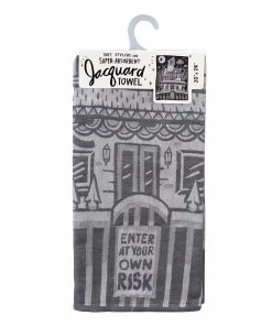 Primitives by Kathy | Black & Gray Haunted House Dish Towel