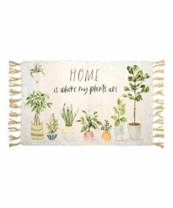 Primitives by Kathy | Cream & Green 'Home Is Where My Plants Are' Rug