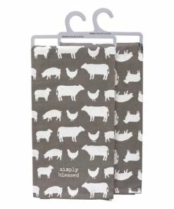 Primitives by Kathy | Gray 'Simply Blessed' Farm Animal Linen-Blend Dish Towel