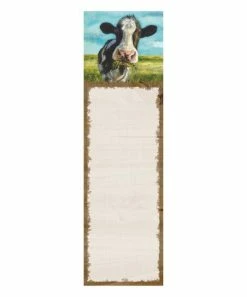 Primitives by Kathy | Blue & Tan Cow With A Mouthful Notepad