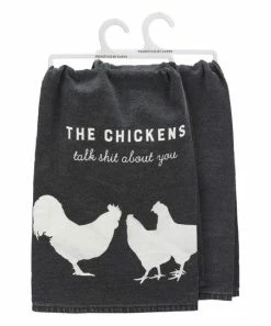 Primitives by Kathy | Black 'Chickens Talk' Dish Towel
