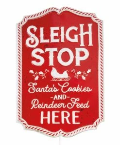 Primitives by Kathy | Red & White 'Sleigh Stop' Garden Stake