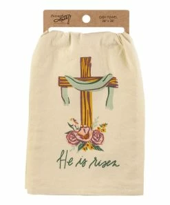 Primitives by Kathy | Cream 'He Is Risen' Dish Towel
