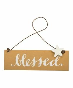 Primitives by Kathy | Brown & White 'Blessed' Ornament