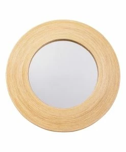 Primitives by Kathy | Brown Rattan Medium Round Framed Mirror