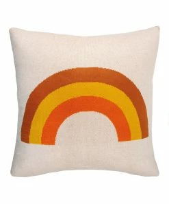 Primitives by Kathy | Cream & Rust Rainbow Throw Pillow