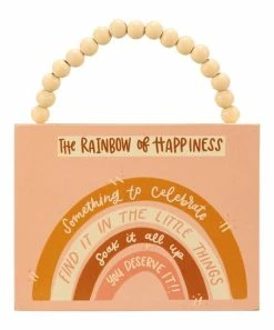 Primitives by Kathy | Coral 'The Rainbow of Happiness' Beaded-Hanger Wall Sign