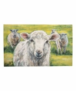 Primitives by Kathy | Green & White Friendly Sheep Rug