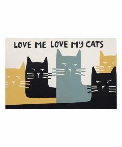 Primitives by Kathy | Gold & Black 'Love My Cats' Small Pet Mat