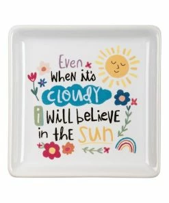 Primitives by Kathy | White & Yellow Sun 'Believe In The Sun' Vanity Tray