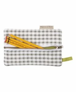 Primitives by Kathy | White & Buff Check Pencil Case