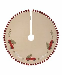 Primitives by Kathy | Beige 'Believe' Christmas Truck Tree Skirt