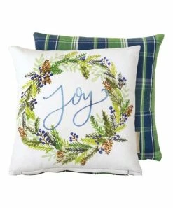 Primitives by Kathy | White & Green Plaid 'Joy' Reversible Throw Pillow