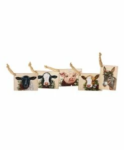 Primitives by Kathy | Beige Animals Wood Gift Tag - Set of Five
