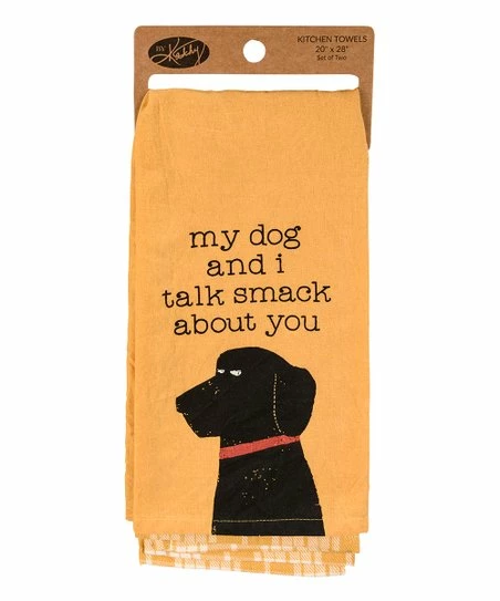 Primitives by Kathy | Yellow 'My Dog' Dish Towel Set