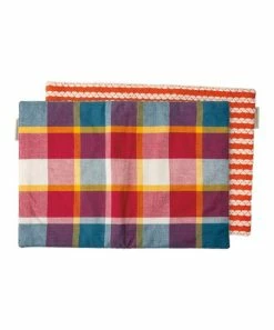 Primitives by Kathy | Orange & Blue Plaid Place Mat