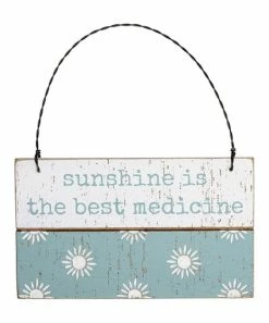Primitives by Kathy | Blue & White 'Sunshine is the Best Medicine' Wall Sign