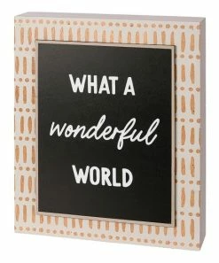 Primitives by Kathy | White & Black Geometric 'Wonderful World' Box Sign
