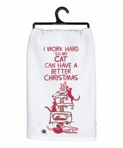 Primitives by Kathy | White & Red 'I Work Hard' Dish Towel