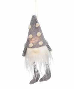 Primitives by Kathy | Gray Polka Dot Light-Up Gnome Ornament