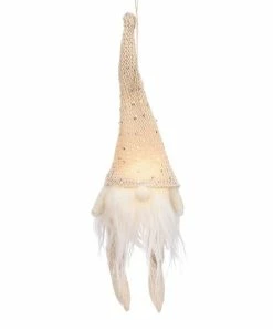 Primitives by Kathy | Cream Light-Up Gnome Ornament