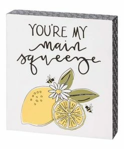 Primitives by Kathy | White & Yellow 'You're My Main Squeeze' Lemon Block Sign