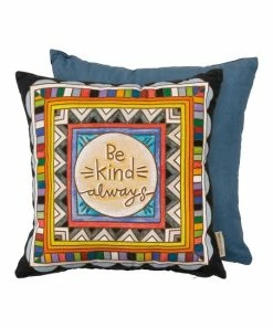 Primitives by Kathy | Blue & Yellow 'Be Kind Always' Geometric Throw Pillow