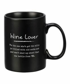 Primitives by Kathy | Black Text 'Wine Lover' Mug