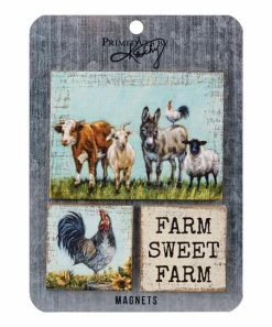Primitives by Kathy | Beige Distressed 'Farm Sweet Farm' Animal Magnet Set