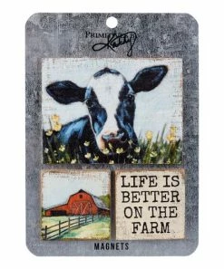 Primitives by Kathy | Beige 'Life is Better on the Farm' Barn Magnet Set