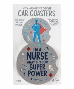 Primitives by Kathy | Gray 'Nurse' Car Coaster - Set of Two