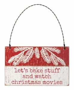 Primitives by Kathy | Red & White 'Let's Bake Stuff' Slat Ornament