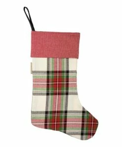 Primitives by Kathy | Cream & Red Plaid Stocking