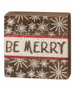 Primitives by Kathy | Black & White 'Be Merry' Slat Box Sign