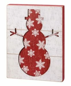 Primitives by Kathy | Red Slat Box Sign - Snowman