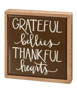 Primitives by Kathy | Brown 'Grateful Bellies' Framed Box Sign