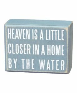 Primitives by Kathy | Blue 'Home By The Water' Block Sign