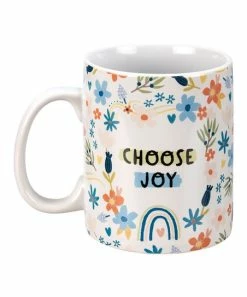 Primitives by Kathy | White & Blue Floral 'Choose Joy' Mug