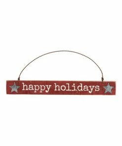 Primitives by Kathy | Red Happy Holidays Wood-Slat Sign Ornament