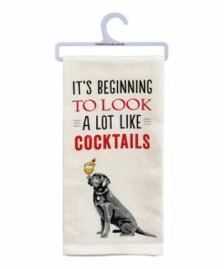 Primitives by Kathy | Tan & Red Dog 'Like Cocktails' Dish Towel