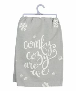 Primitives by Kathy | Gray & White Snowflake 'Cozy Are We' Dish Towel
